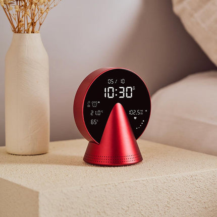 Lexon Conic Radio Alarm Clock With Fm & Built-In Bluetooth Speaker - Red.
