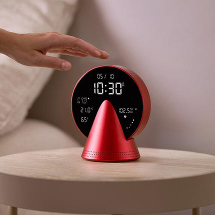 Lexon Conic Radio Alarm Clock With Fm & Built-In Bluetooth Speaker - Red.