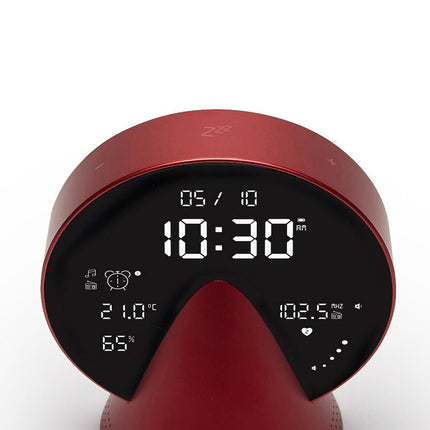 Lexon Conic Radio Alarm Clock With Fm & Built-In Bluetooth Speaker - Red.