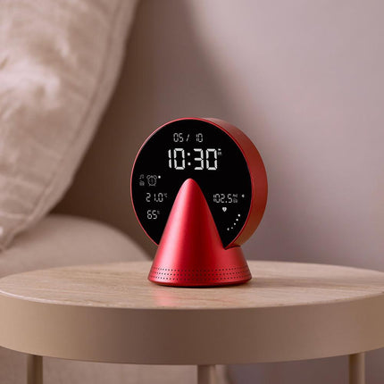 Lexon Conic Radio Alarm Clock With Fm & Built-In Bluetooth Speaker - Red.