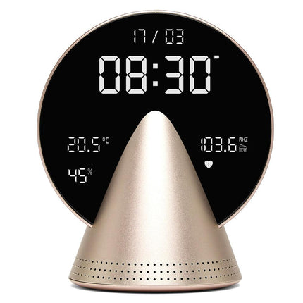 Lexon Conic Radio Alarm Clock With Fm & Built-In Bluetooth Speaker - Gold.