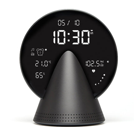 Lexon Conic Radio Alarm Clock With Fm & Built-In Bluetooth Speaker - Grey.