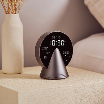 Lexon Conic Radio Alarm Clock With Fm & Built-In Bluetooth Speaker - Grey.
