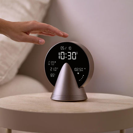Lexon Conic Radio Alarm Clock With Fm & Built-In Bluetooth Speaker - Grey.
