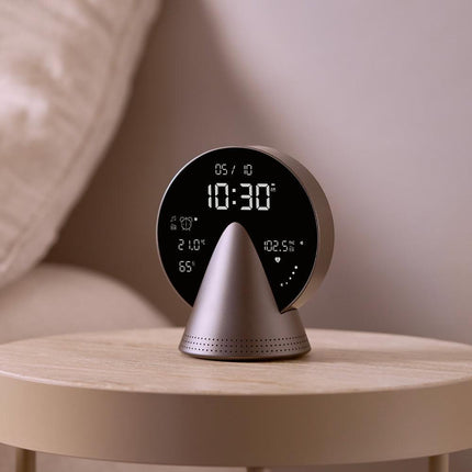 Lexon Conic Radio Alarm Clock With Fm & Built-In Bluetooth Speaker - Grey.