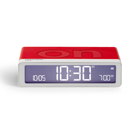 Lexon Flip Classic Reversible Alarm Clock PANTONE - 2035 Red.