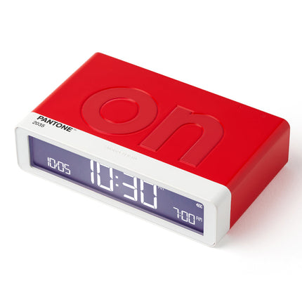 Lexon Flip Classic Reversible Alarm Clock PANTONE - 2035 Red.