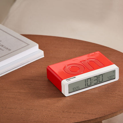 Lexon Flip Classic Reversible Alarm Clock PANTONE - 2035 Red.