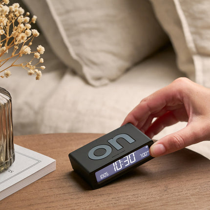 Lexon Flip Mini Reversible Alarm Clock - Black.
