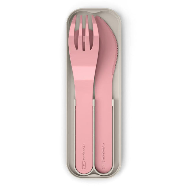 Monbento Mb Pocket Plastic Cutlery Set - Colour Pink Blush.