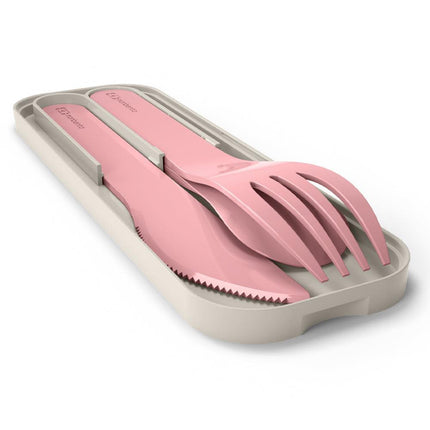 Monbento Mb Pocket Plastic Cutlery Set - Colour Pink Blush.