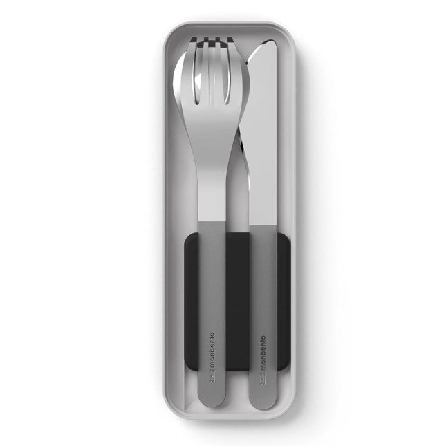 Monbento Mb Slim Box Stainless Steel Cutlery Set - Trio Knife - Black.