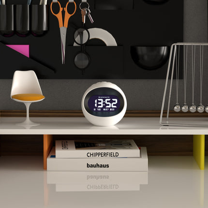 Newgate Centre Of The Earth Lcd Alarm Clock White.
