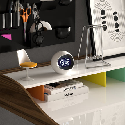 Newgate Centre Of The Earth Lcd Alarm Clock White.