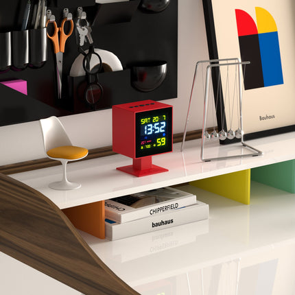 Newgate Monolith Lcd Alarm Clock Fire Engine Red.