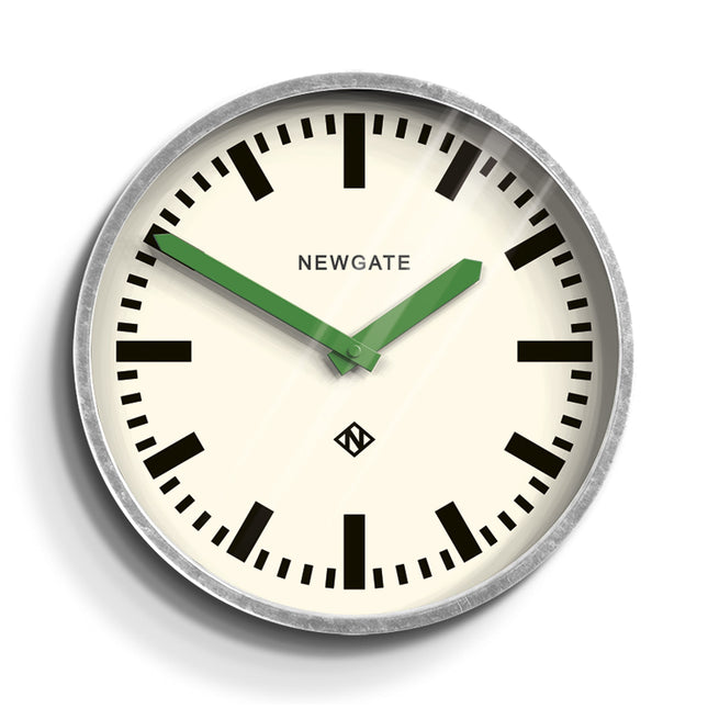 Newgate Luggage Wall Clock Galvanised Green Hands.