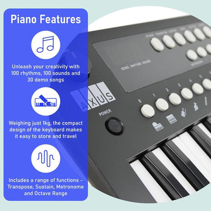 Axus Mini Keyboard 37 Key Keyboard - Black.