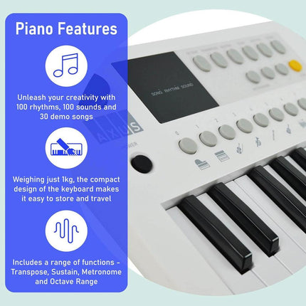 Axus Mini Keyboard 37 Key Keyboard - White.