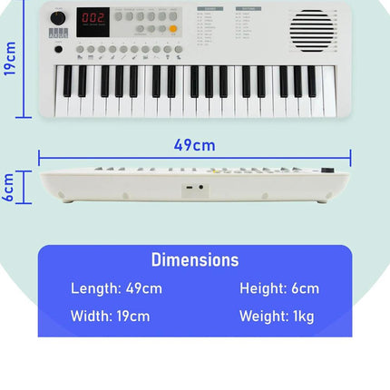 Axus Mini Keyboard 37 Key Keyboard - White.