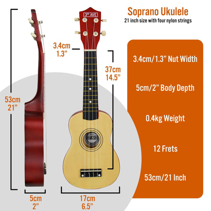 3rd Avenue Soprano Ukulele - Natural.