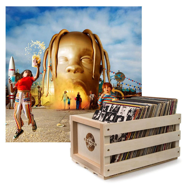 Crosley Record Storage Crate Travis Scott Astroworld Vinyl Album Bundle.