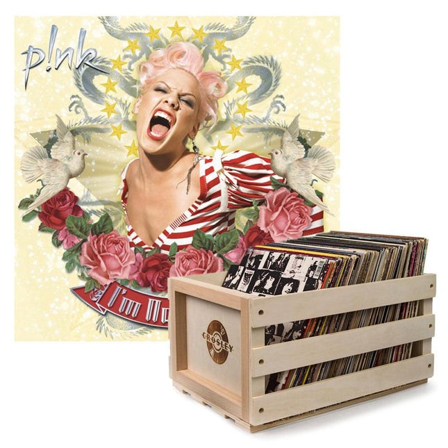 Crosley Record Storage Crate P!nk I'm Not Dead Vinyl Album Bundle.
