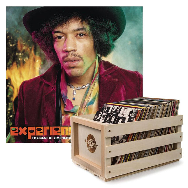Crosley Record Storage Crate The Jimi Hendrix Experience Experience Hendrix: The Best of Jimi Hendrix Vinyl Album Bundle.