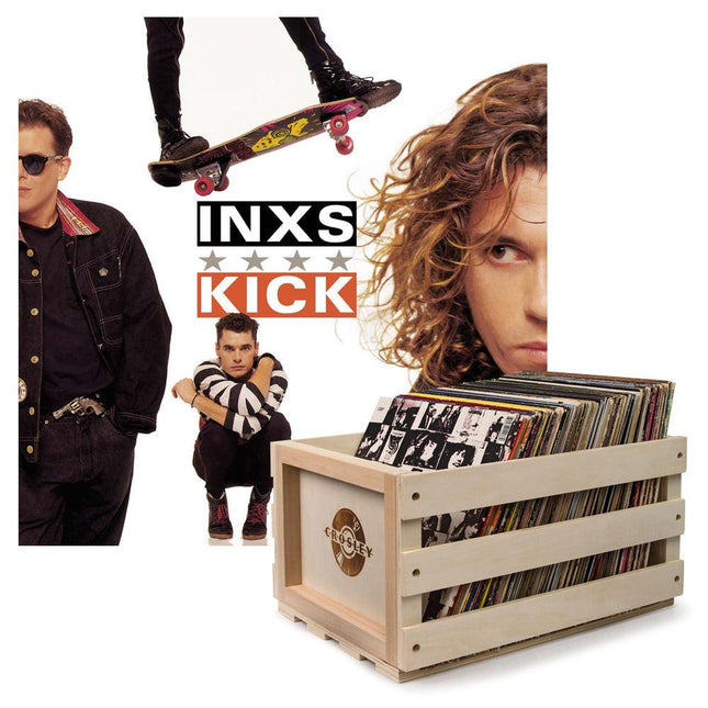 Crosley Record Storage Crate & Inxs Kick - Vinyl Album Bundle.