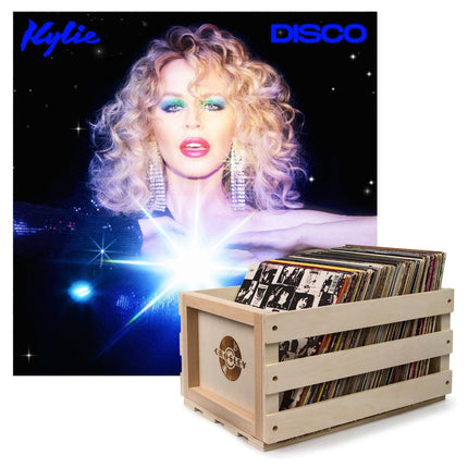Crosley Record Storage Crate & Kylie Disco - Black Vinyl Album Bundle.