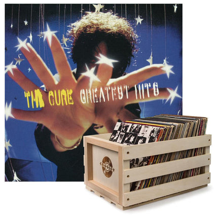 Crosley Record Storage Crate & The Cure Greatest Hits - Double Vinyl Album Bundle.
