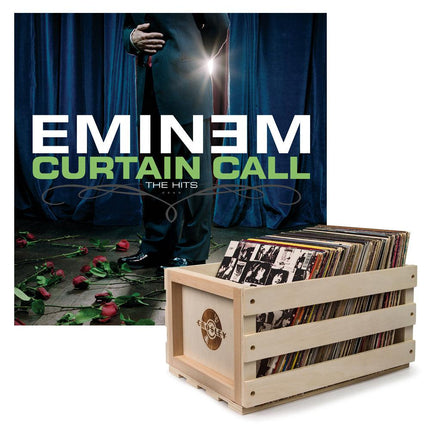 Crosley Record Storage Crate & Eminem Curtain Call - Double Vinyl Album Bundle.