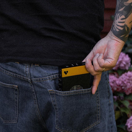 We Are Rewind Portable Cassette Player & Recorder - Amy, Black & Yellow.