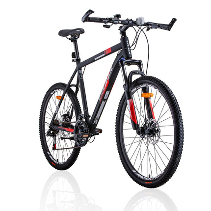 Trinx MTB Mens Mountain Bike 26 inch Shimano Gear 21-Speed [Colour: Matt Black White/Red] [Size Of Frame: 19 inches].