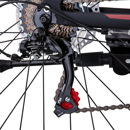 Trinx MTB Mens Mountain Bike 26 inch Shimano Gear 21-Speed [Colour: Matt Black White/Red] [Size Of Frame: 19 inches].
