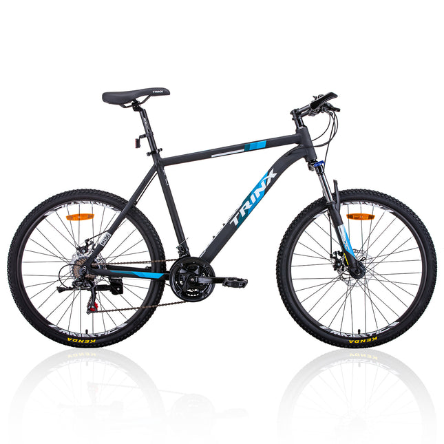 Trinx MTB Mens Mountain Bike 26 inch Shimano Gear 21-Speed [Colour: Matt Black White/Blue] [Size Of Frame: 21 inches].