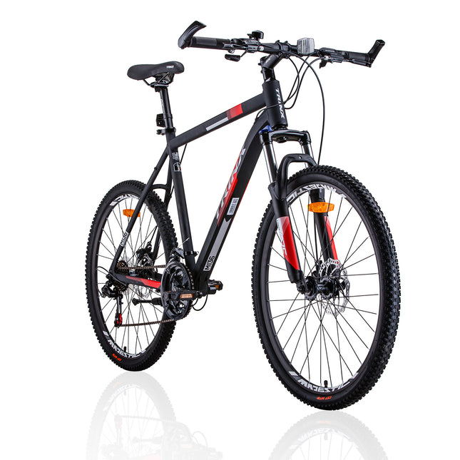 Trinx MTB Mens Mountain Bike 26 inch Shimano Gear 21-Speed [Colour: Matt Black White/Red] [Size Of Frame: 21 inches].