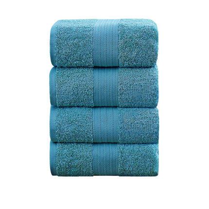 Linenland 4 Piece Cotton Bath Towels Set - Blue.