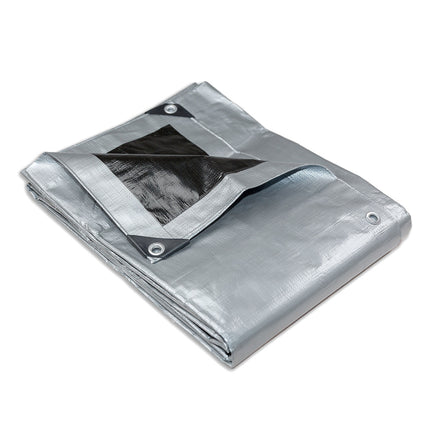 Heavy Duty Silver Black Tarp Tarpaulin 5.5x7.3m.