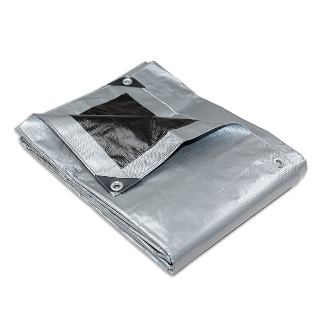 Heavy Duty Silver Black Tarp Tarpaulin 6.1x9.1m.