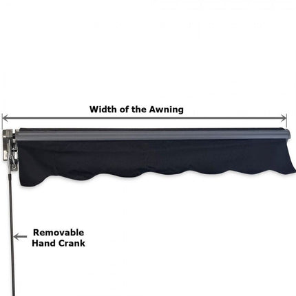 2.92m Black Fabric/Dark Grey Frame Manual Retractable Folding Arm Awning