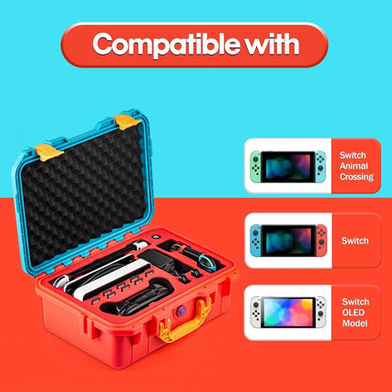 DEVASO Carrying Case for Nintendo Switch OLED Case, Professional Safe Hard-Red & Blue.