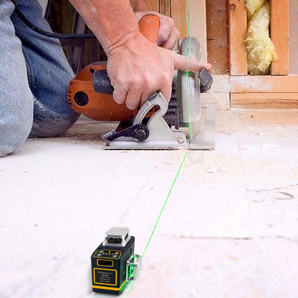 CIGMAN Laser Level Self Leveling 3x360° 3D Green Cross Line for Construction and Picture Hanging, Rechargeable battery, Remote Controller, Magnetic Rotating Stand Included.