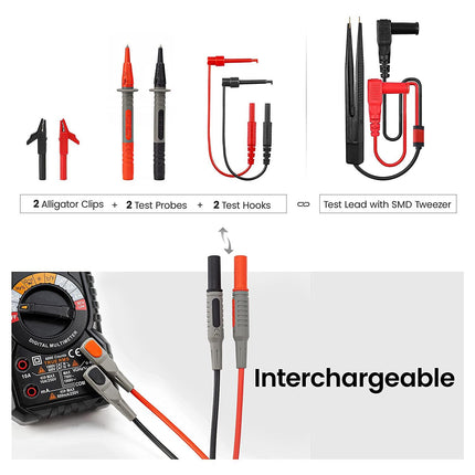 KAIWEETS Soft Silicone Electrician Test Leads Kit CAT III 1000V & CAT IV 600V with Alligator Clips and Needle Probe for Fluke/AstroAI/INNOVA Multimeter Electronic Clamp Meter 8PCS.