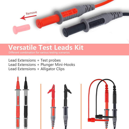 KAIWEETS Soft Silicone Electrician Test Leads Kit CAT III 1000V & CAT IV 600V with Alligator Clips and Needle Probe for Fluke/AstroAI/INNOVA Multimeter Electronic Clamp Meter 8PCS.
