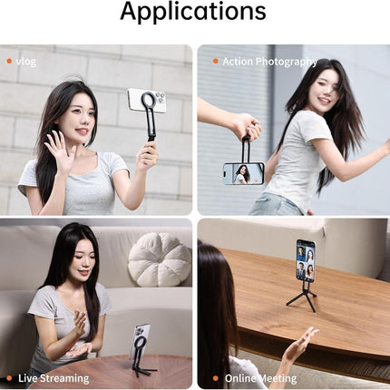 ULANZI MA30 Magnetic Phone Tripod Stand for iPhone - Aluminium Maglock Smartphone Mini Tripod Pocket Cell Phone Stand Dual-Sided Magnet Quick Mount Compatible with iPhone 16 15 14 13 12 Magsafe
(Dark Grey).