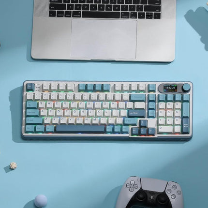 RK ROYAL KLUDGE S98 Mechanical Keyboard w/Smart Display & Knob, Top Mount 96% Wireless Mechanical Keyboard BT/2.4G/USB-C, Hot Swappable, Pale Green Switch 98 Keys.