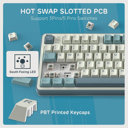 RK ROYAL KLUDGE S98 Mechanical Keyboard w/Smart Display & Knob, Top Mount 96% Wireless Mechanical Keyboard BT/2.4G/USB-C, Hot Swappable, Pale Green Switch 98 Keys.