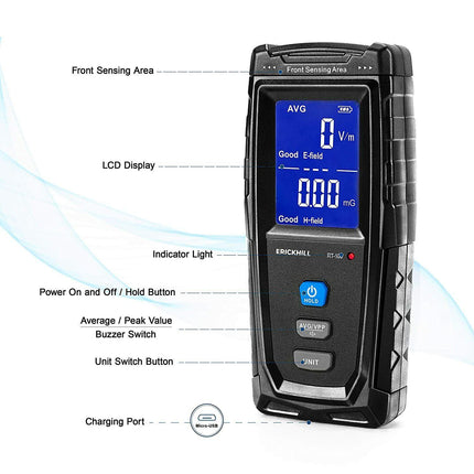 ERICKHILL EMF Meter Digital Electromagnetic Field Radiation Detector Machine.