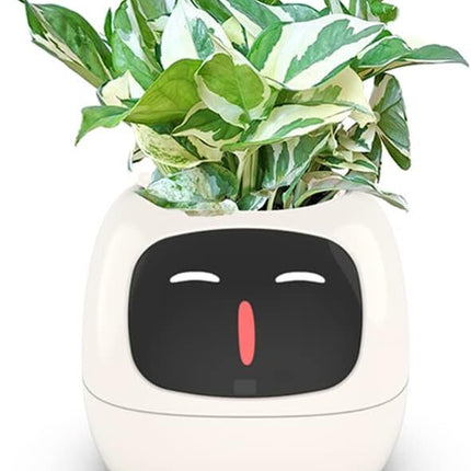 Intelligent Flower Pot, Electronic Bud, Maintenance Plant Assistant, Fun Interactive Flower Pot, Indoor Green Planting Monitoring, LCD Screen Display, Cell Phone APP Connection (White).