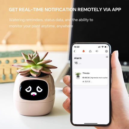 Intelligent Flower Pot, Electronic Bud, Maintenance Plant Assistant, Fun Interactive Flower Pot, Indoor Green Planting Monitoring, LCD Screen Display, Cell Phone APP Connection (White).
